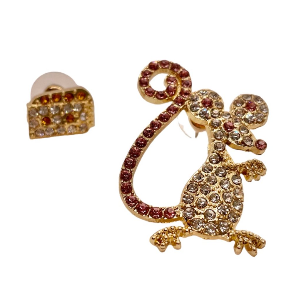 ⭐️✨FREE Mouse Cheese Boho Peasant Hipster Rhinestone Cute Snack Cartoon Earrings